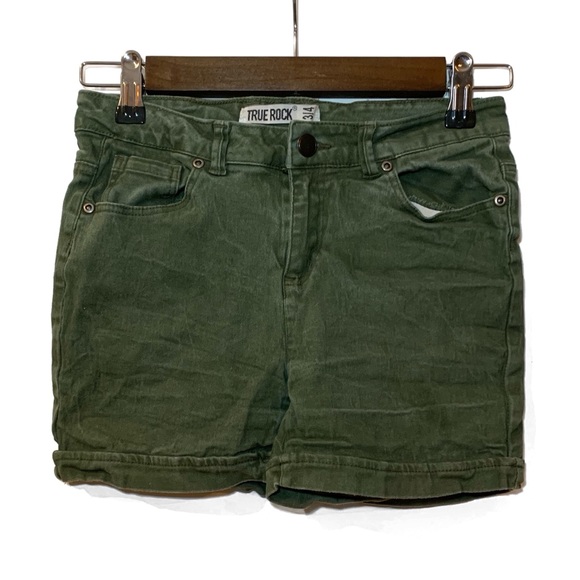 olive green denim shorts